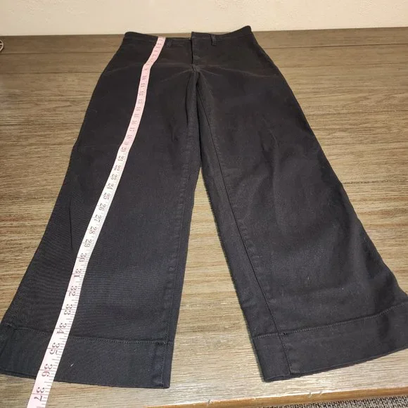 Quince Stretch Cotton Twill Wide-Leg Crop Pant NWOT Black Size 27 - Picture 2 of 7